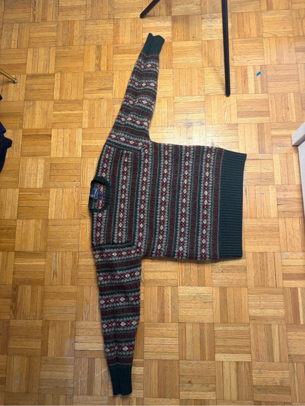 Ralph Lauren Fair Isle Crewneck Sweater in Forest Green & Burgundy